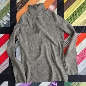 Vintage Turtleneck Sweater Grey Gold Size Medium
